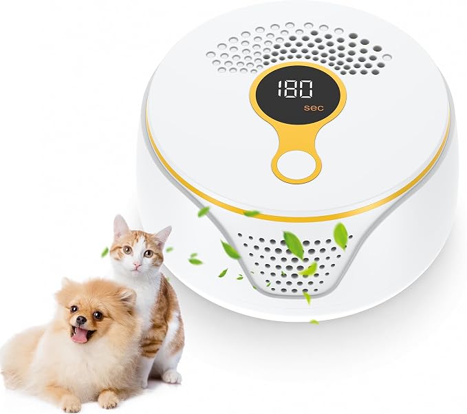 Cat Litter Odor Deodorizer, Cordless Rechargeable Ozone Air Purifier for Dog Poof and Kitty Litter Box, Pet Odor Eliminator with 3 Mode for Home, Kennel, Smoke, Car