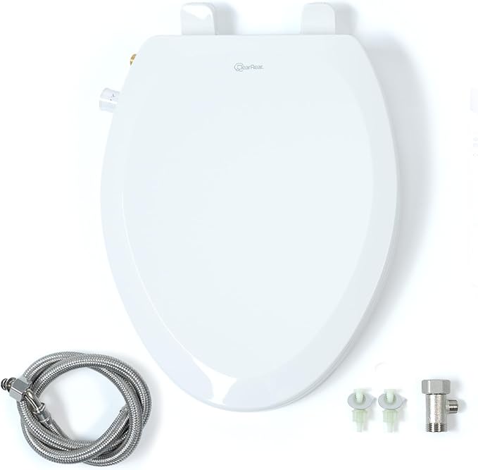 CLEAR REAR Elongated Bidet Toilet Seat – Non Electric Attachment for Toilets, Easy to Install Self Cleaning, Rear & Feminine Wash Nozzles, Adjustable Water Sprayer, Eco Friendly Hygienic Upgrade