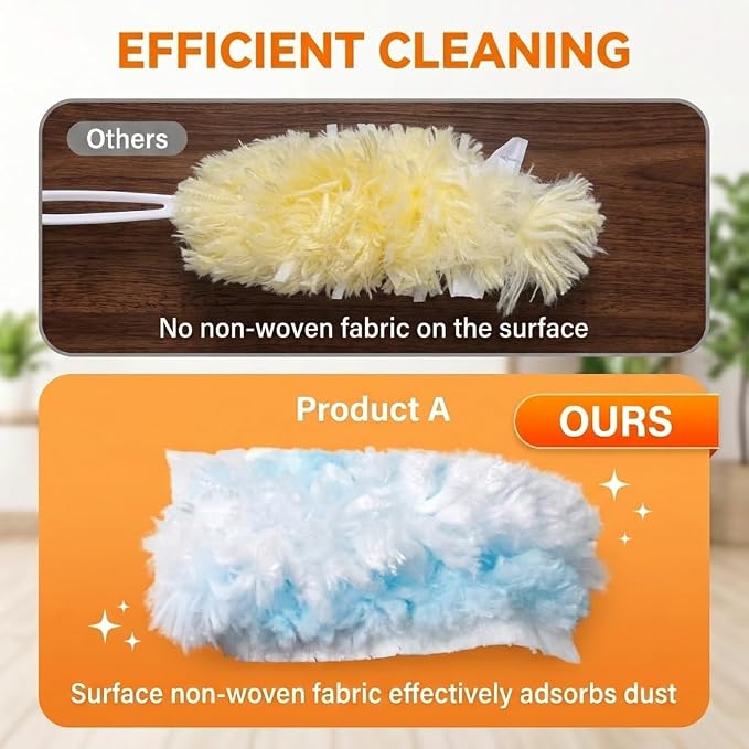 Dusters Refills 40 Count 360°Double-Sided 4X Microfibers Disposable Dusting Pads Compatible with Swiffer Duster Refill for Blinds Ceiling Fans Furniture Multi-Surface Dusting(Blue)