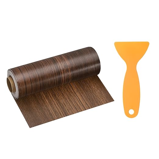 HARFINGTON Wood Grain Repair Tape 6 Inch x 33ft Self Adhesive Repair Patch Tape Simulated Wooden Floor Tapes with Plastic Scraper for Tables Doors Windows Furniture, Ebony