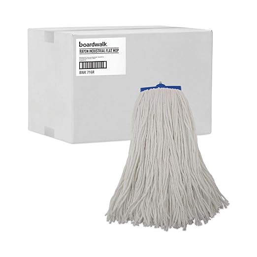 Boardwalk UNS 716R Cut-End Lie-Flat Wet Mop Head, Rayon, 16oz, White (Pack of 12)