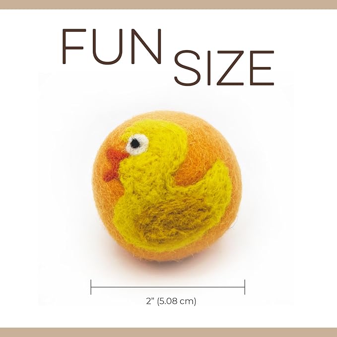Hustle & Blush Wool Felt Balls 6 Pack, Love Ewe Pet Supplies - 2 inch Felted Wool Cat Toys Dragonfly & Duck, 100% New Zealand Wools Felt Cat Toys Handmade Wools Felts Balls - Cats Felts Ball