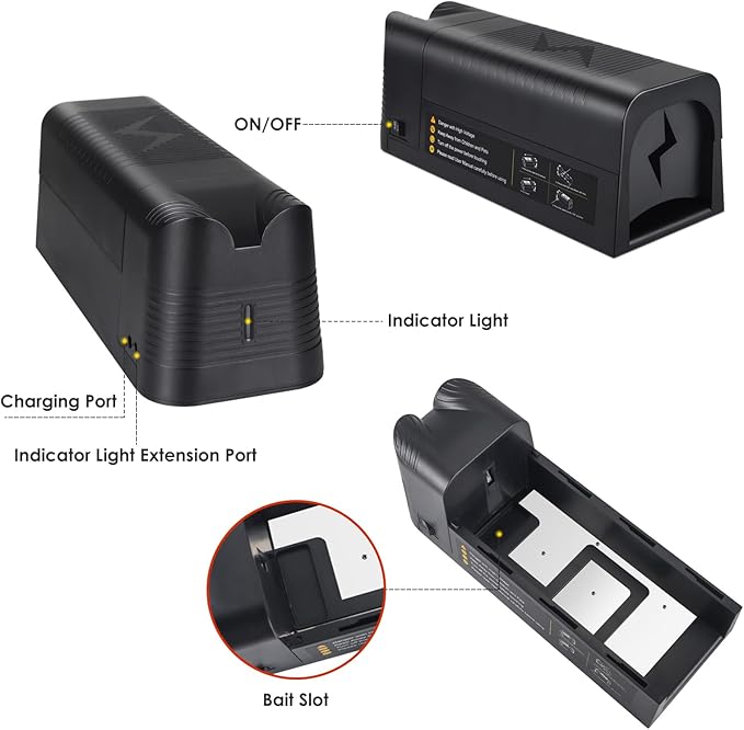 2026 Rat Trap Electric Mouse Trap Zapper with Powerful Voltage,Rechargeable Reusable Electric Mice Trap Rodent Zapper Electronic Mouse Traps Shock Killer for Indoor Kitchen Attic Warehouse Home