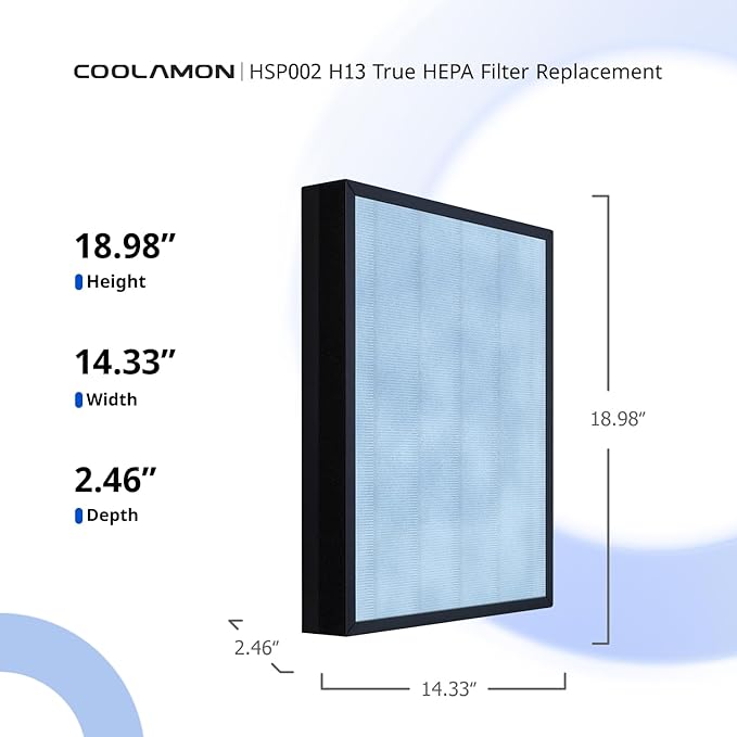 HSP002 True HEPA Air Filter Replacement Compatible with HATHASPACE Air Purifier 2.0 (H13 True HEPA) 2Pack