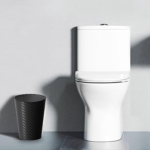 Lysam Bathroom Trash Can, 3 Pack 1.8 Gallons Small Trash Can with Trash Bags, Bathroom Garbage Can, Plastic Trash Bin, Round Waste Basket for Bedroom, Office, Kitchen, Room, Compact Space (Black)