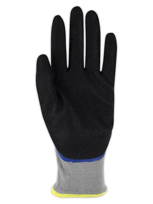 MAGID Lightweight Cut Resistant Double Dipped Sandy Nitrile Coated Work Gloves Nitrile Coated HPPE Safety Gloves for Appliance and Automotive Manufacturing (GPD295) - Blue/Black/Gray, Size 6 (1 Pair)