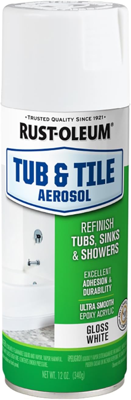 Rust-Oleum 280882 Tub & Tile Spray Paint, 12 oz, Gloss White