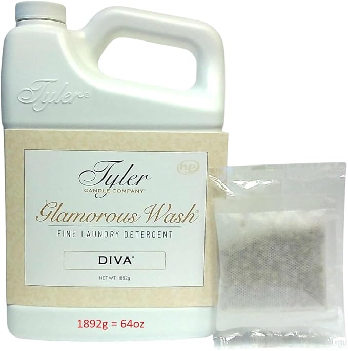 Tyler Candle Wash Diva 64 Fl Oz Laundry Detergent/w Dryer Sachet Single Pouch om