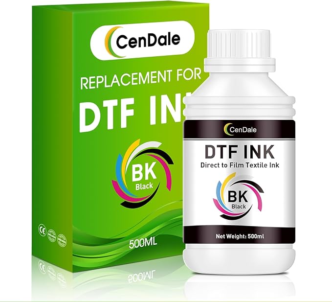 CenDale Premium DTF Black Ink - 500ML for PET Film, Refill Ink for Epson ET-8550, L1800, L800, R2400, R1390, P400, P800, XP15000, Heat Transfer Printing Direct to Film