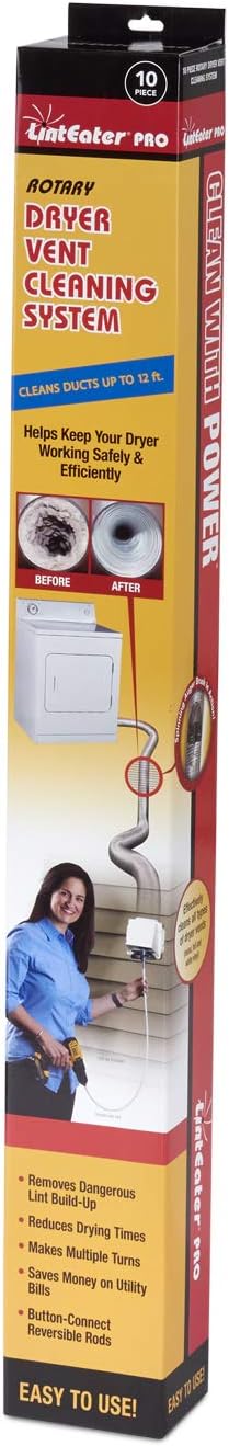 Gardus RLE30PRO LintEater Pro Rotary Dryer Vent Cleaning System, Removes Lint, Extends Up to 30’