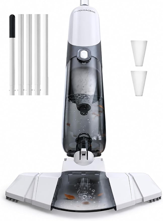 Cordless Pool Vacuum for Above Ground & Inground Pools, Handheld Swimming Pool Vacuum with Curve-Adaptive Vacuum Head, Removes Sand, Leaves & Debris, 18.5 GPM High-Flow Suction, 1-Hour Cleaning