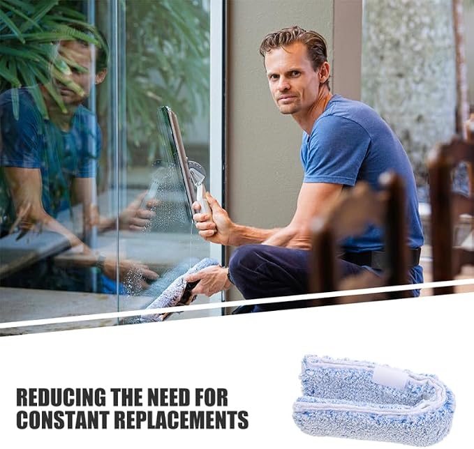 Ipetboom Replacement Window Scrubber Pads 4 Pack Reusable Microfiber Window Cleaner Refills for Bathroom Mirrors Tabletops Glass Cleaning 14.17 X 2.75 X 1.57 in