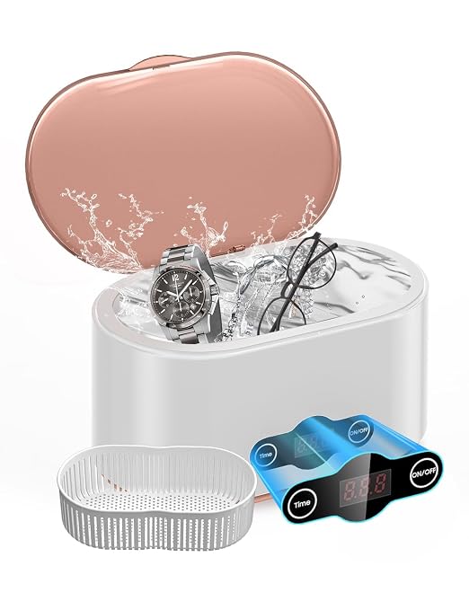 20OZ Ultrasonic Glasses Cleaner 45KHz Deep Cleaning with 5 Timer Modes Ultrasonic Retainer Cleaner for Jewelry Eyeglasses Watches Dental Appliances Use 600ML Jewelry Cleaner Ultrasonic Machine