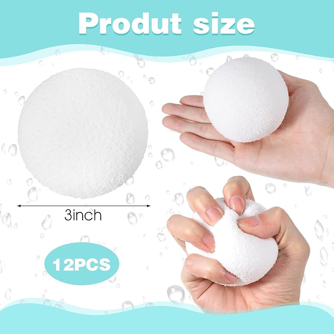 12 Pcs 3 Inch Hot Tub Scum Absorber Ball Reusable Pool Sponge Oil Scum Absorber for Pool Spas Keep Water Clean Floating Removal Filter