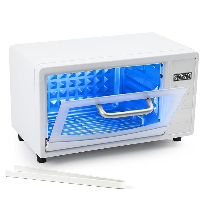 Nail Tool Cleaning Machine, 10L Double-layer Large Capacity Storage Organizer, Multi-Functional Manicure Tool Cleaner Box Cabinet Dryer & Warmer for Home Use, Barbers, Beauty Salons, and Spas | Large Capacity; Aluminum Alloy Material; LCD Display; Drye...