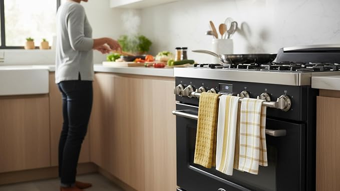 KAF Home Assorted Flat Kitchen Towels - Set of 10, 18 x 28 Inch (Honey)