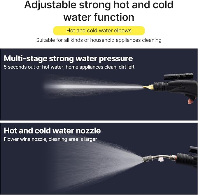 【Upgraded】1700W Pressurized Steam Cleaner with Digital Touch Screen - Handheld Portable Steamer with Cold Hot Water Pluse Mode for Kitchen Range Hood Stove Car Air Conditioner(US Plug-Yellow)