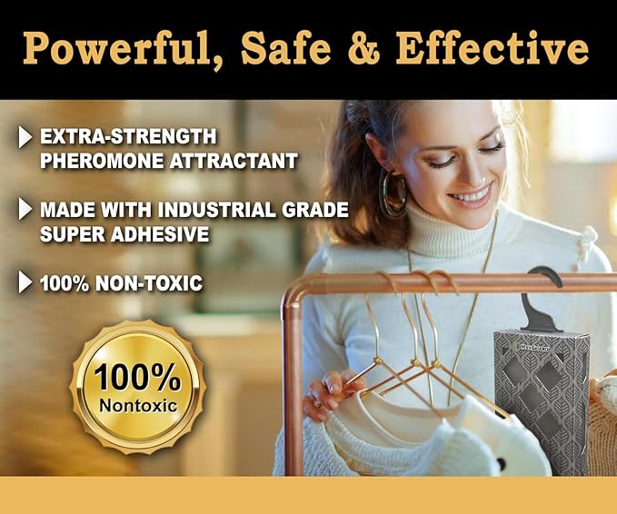 MaxGuard Clothes Moth Traps (5-Pack) – Non-Toxic Pheromone Glue Traps for Closets – Targets Webbing & Case-Bearing Moths – No Mothballs Needed