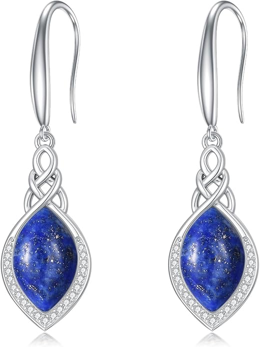 PELOVNY Celtic Knot Filigree Earrings for Women 925 Sterling Silver Moss Agate/Birthstone Infinity Earrings Birthday Christmas Jewelry Gifts for Mom Daughter Wife Sister