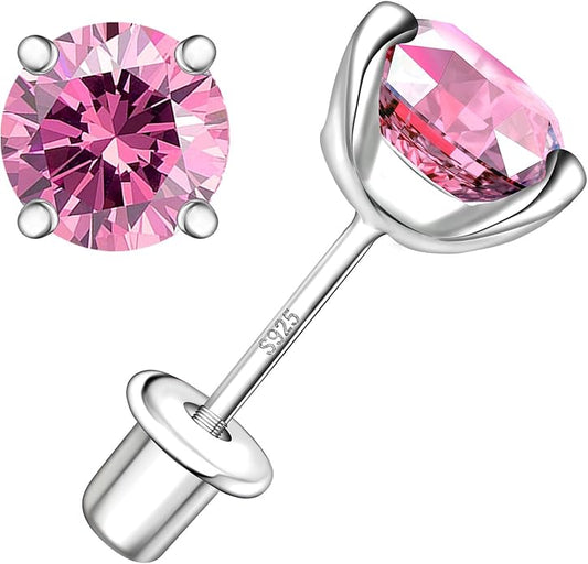 Moissanite Screw Back Earrings Studs - 0.2CT-4CT Moissanite Earrings for Women 925 Sterling Silver Piercing Real Colorful Moissan Hypoallergenic Jewelry Ear Stud Gifts