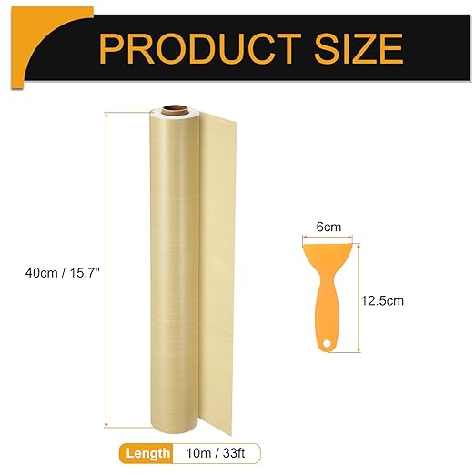 HARFINGTON Wood Grain Repair Tape 15.7 Inch x 33ft Self Adhesive Repair Patch Tape Simulated Wooden Floor Tapes with Plastic Scraper for Tables Doors Windows Furniture, Yellow Fir