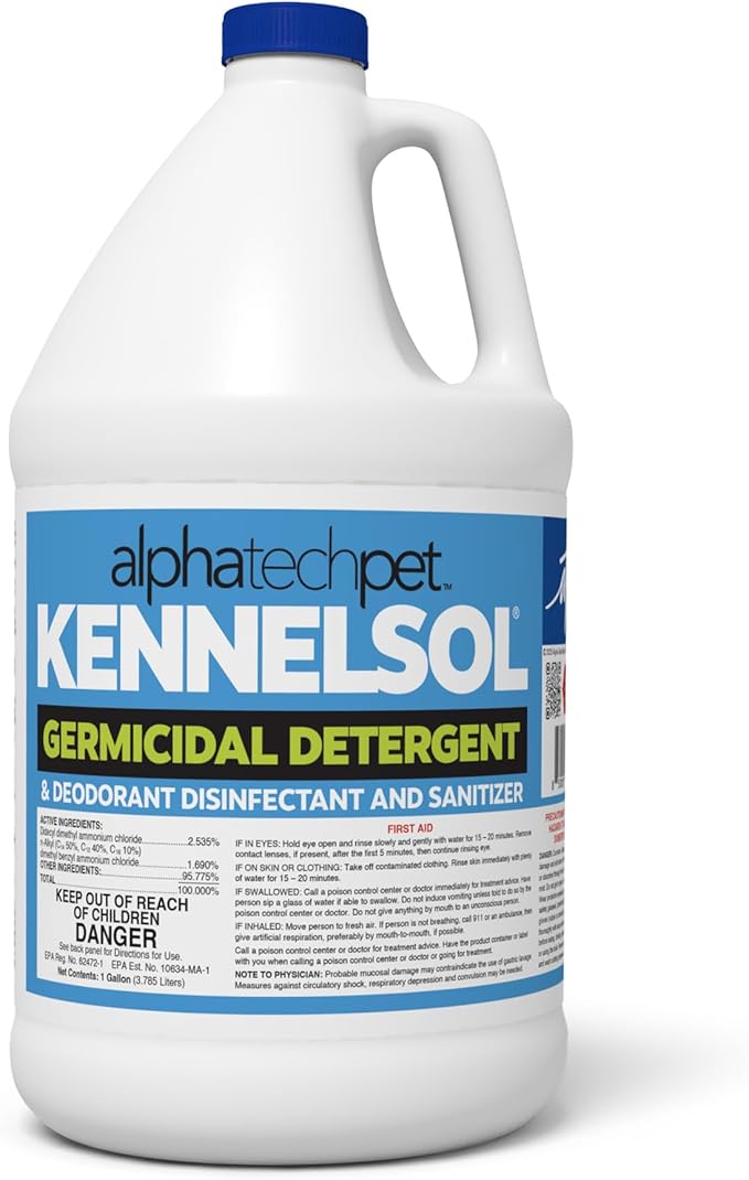 ATP KennelSol Dog Crate Cleaner & Disinfectant for Kennels, Cages, Floors, Litter Boxes & Hard Surfaces | EPA-Registered, Kills Bacteria & Viruses, Parvo Disinfectant | 128 Fl Oz - 4 Count