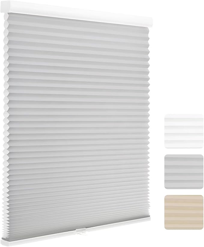 MYshade 1.5-Inch Cellular Cordless Light Filtering Shades, Honeycomb Window Blinds for Soft Daylight & Privacy, Thermal Insulation, Child Safe, Inside or Outside Mount (46" W x 72" H, Grey)