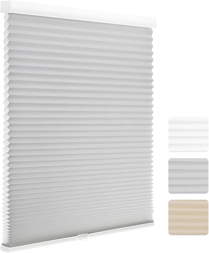 MYshade 1.5-Inch Cellular Cordless Light Filtering Shades, Honeycomb Window Blinds for Soft Daylight & Privacy, Thermal Insulation, Child Safe, Inside or Outside Mount (31" W x 72" H, Grey)