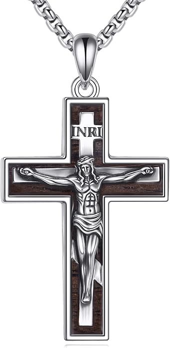 ONEFINITY Religious Cross Pendant Necklace Sterling Silver Origami Cross Pendant Gifts for Women Men Jewelry