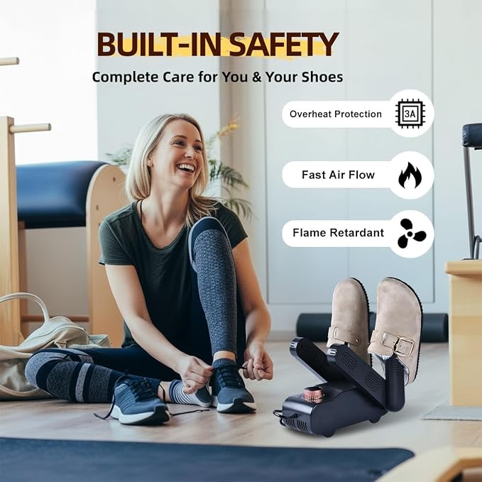 Shoe Dryer with Warm Air, Portable Boot Dryer Deodorizer for Sneakers | Warm air drying for shoes, helps reduce moisture and odor, portable design for home and travel, quiet operation for daily use