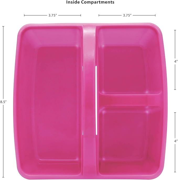 Teacher Created Resources Pink Portable Plastic Storage Caddy 6-Pack for Classrooms, Kids Room, and Office Organization, 3 Compartment