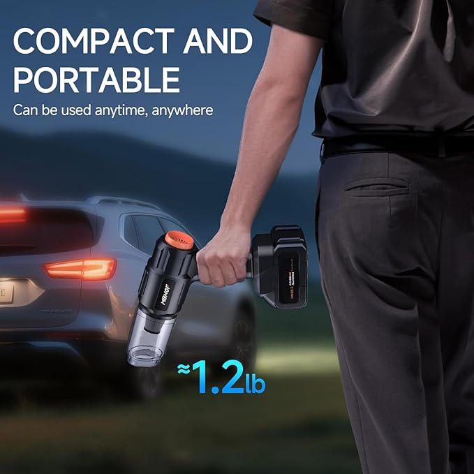 Car Vacuum Portable Cordless, High Power Suction & Blower, Handheld Vacuum Cleaner for Car, Home, Desktop, Keyboard,Birthday Gifts for Men Dad Husband(Ebony Black)