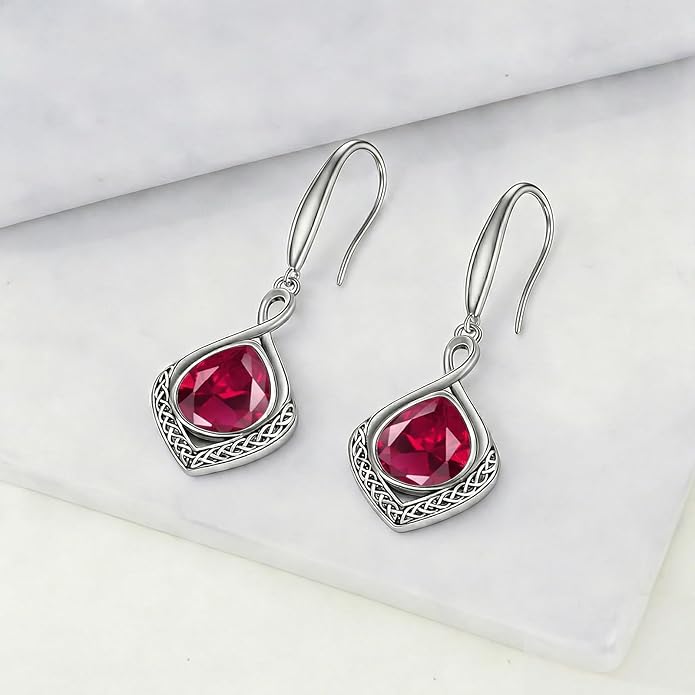 PELOVNY Celtic Knot Filigree Earrings for Women 925 Sterling Silver Moss Agate/Birthstone Infinity Earrings Birthday Christmas Jewelry Gifts for Mom Daughter Wife Sister