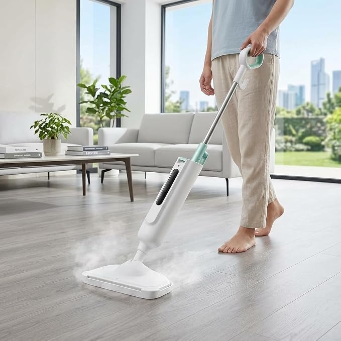 Steam Mop for Hardwood Floors, Tile, Grout, Laminate, and Vinyl - Multi-Functional Steam Cleaner with Reusable Washable Pads and Handheld Attachments