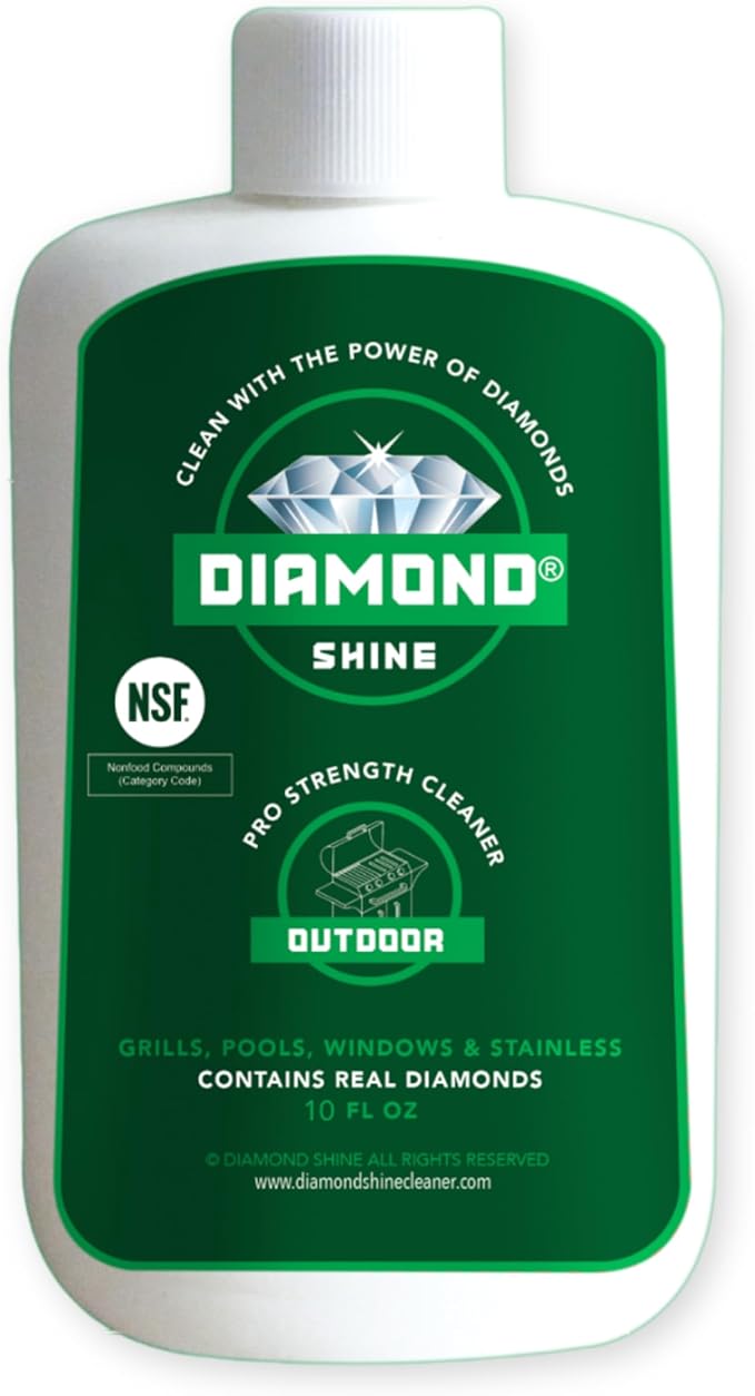 Diamond Shine Grill Cleaner - Grate, Rack, Pit, Stainless, Metal - Removes Char, Grease, Rust, Calcium, Lime - 10 oz