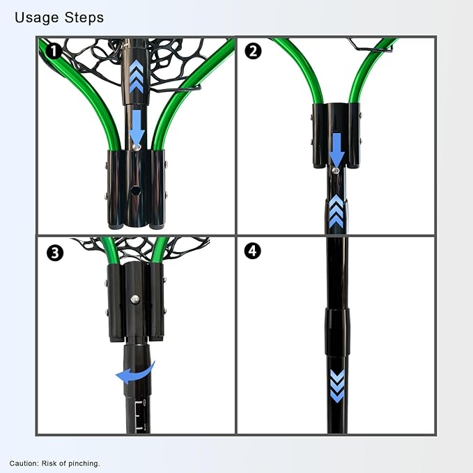Large Fishing Net with Handle High Strength Landing Net Long Telescoping Rubber Fish Net Extendable Dip Net for Fishing Ideal for River Angling Pier Boat