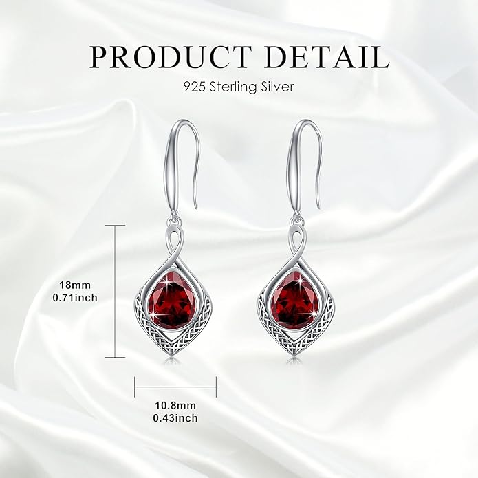 PELOVNY Celtic Knot Filigree Earrings for Women 925 Sterling Silver Moss Agate/Birthstone Infinity Earrings Birthday Christmas Jewelry Gifts for Mom Daughter Wife Sister
