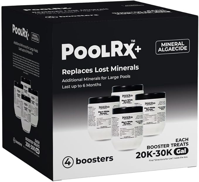 Pool RX 332064 4-Pack PoolRx+ Booster Black Swimming Pool Algaecide, 4 Pack