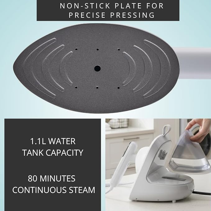 Smart Steam – 2-in-1 Handheld Garment Steamer & Iron with 6ft Steam Hose, 7 Steam Levels, Digital Display, 1.1L Tank, Steam Burst, Auto-Off Safety, For Home & Upholstery