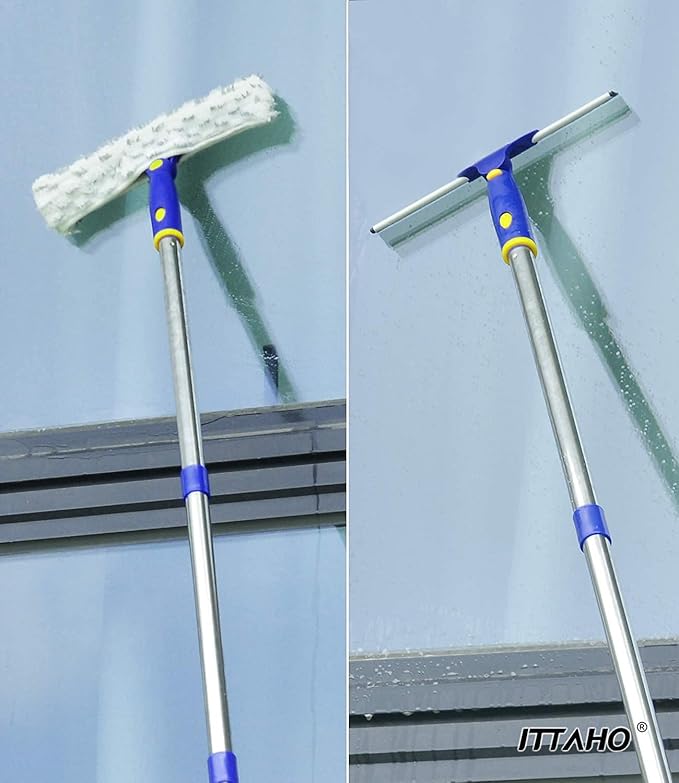 ITTAHO Extendable Window Squeegee Cleaning Tool, and Floor Scrub Brush