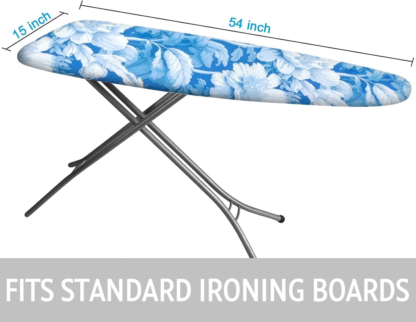 Ironing Board Cover and Pad 15x54 Inch Standard Ironing Board Cover with Elastic Edge and Hook and Loop Fasteners Scorch and Stain Resistant Cotton Ironing Covers