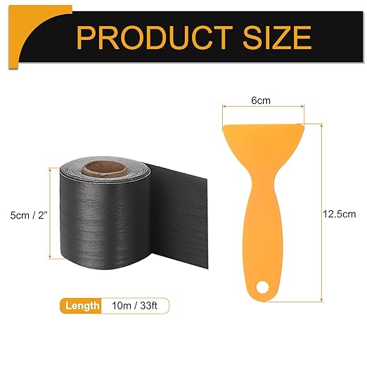 HARFINGTON Wood Grain Repair Tape 2 Inch x 33ft Self Adhesive Repair Patch Tape Simulated Wooden Floor Tapes with Plastic Scraper for Tables Doors Windows Furniture, Black Wood