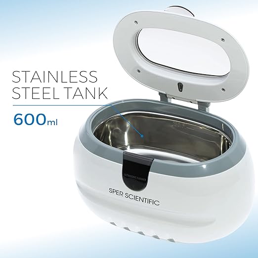 Sper Scientific 100005 Ultrasonic Cleaner, Stainless Steel Cleaner for Jewelry, Retainer, Sterling Silver, Ultrasonic Jewelry Cleaner, 20 oz Capacity - 4 Pack