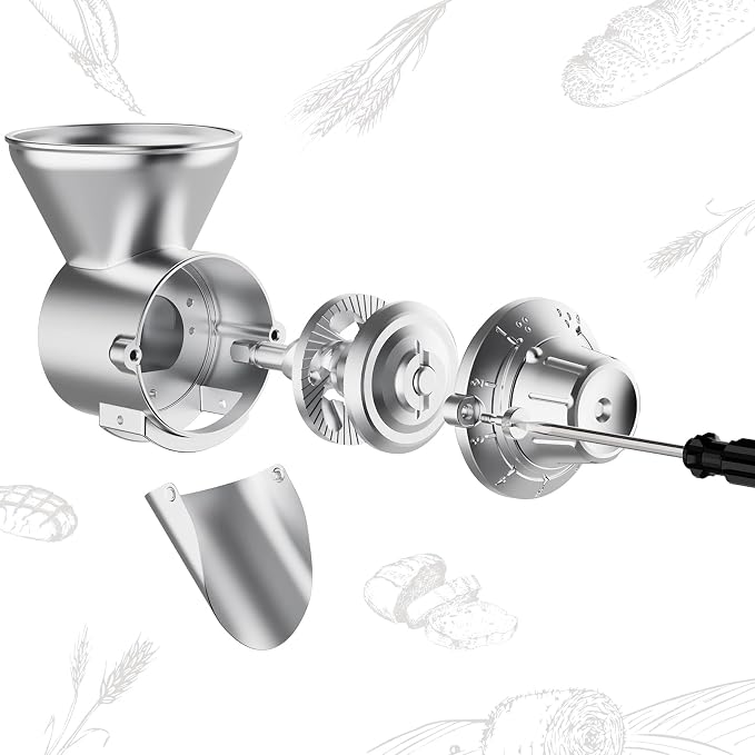 GVODE Grain Mill Attachment for Kitchenaid Stand Mixer, 9 Levels Flour Mill, Grain Mill for Flour, Fit for Non-Oily Dry Grain Corn, Coffee Bean Grinder, Oats, Millet, Wheat