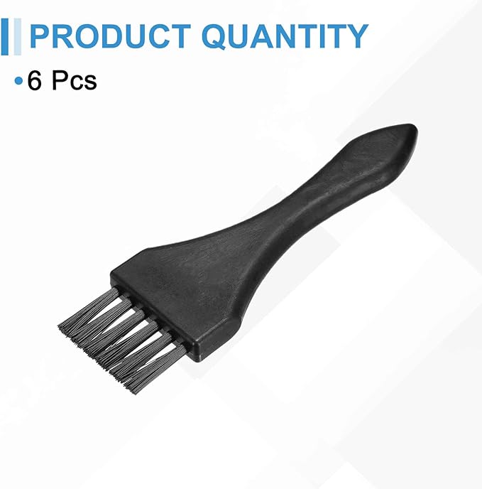 HARFINGTON 6pcs Antistatic Brush 25x39mm Portable PP Handle Nylon Anti Static Cleaning ESD Brushes for Electronics Computer Keyboard, Black