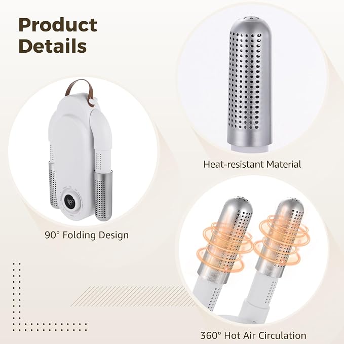 Boxing Glove Dryer with Intelligent Timer, Portable Boot Shoe Dryer with 360° Hot Air, Foldable Design for Gloves, Shoes, Socks