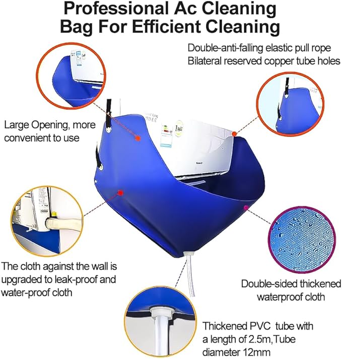 Ac Cleaning Bag with Wall Protection Cloth, Resuable Mini Split Cleaning Bag, Ac Cleaning Cover, Ac Cleaning Kit, Air Conditioner Cleaning Bag,