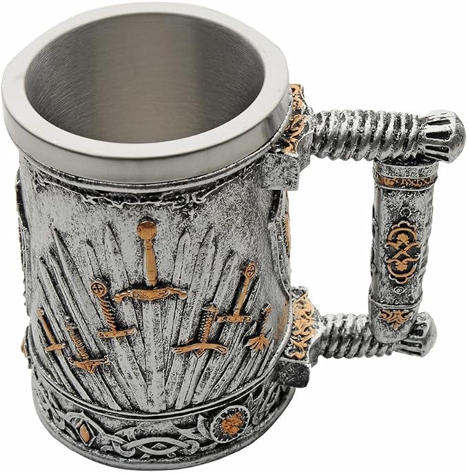 Rite Edge Medieval Swords Mug | Stainless Steel & Resin | Unique Sword Design | Ideal for Collectors & Fantasy Lovers | Durable Drinkware