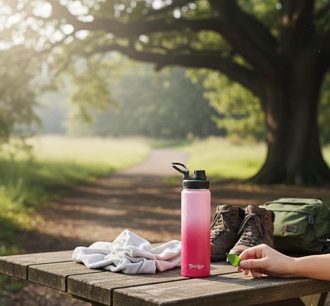 Travel Water Bottle with 3 Lids (Spout, Straw, Flip) Leak Proof, Quality, Vacuum Insulated, Stainless Steel (Blush, 22 oz)