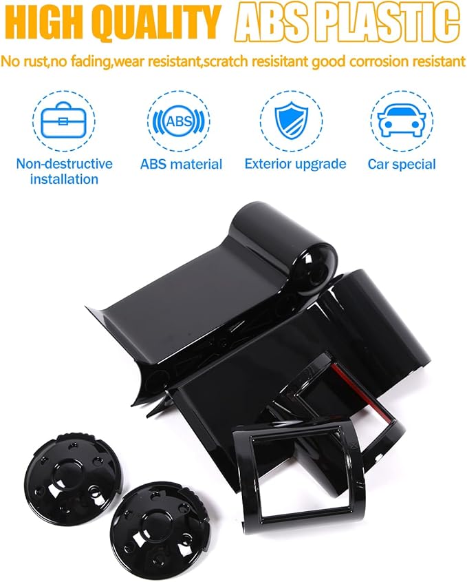 Dashboard Side Air Outlet FrameABS Car Dashboard Side Air Outlet Frame Decorative Panel for Toyota FJ Cruiser (XJ10) 2007-2022 A/C Air Vent Kit Interior Accessories (Glossy black)